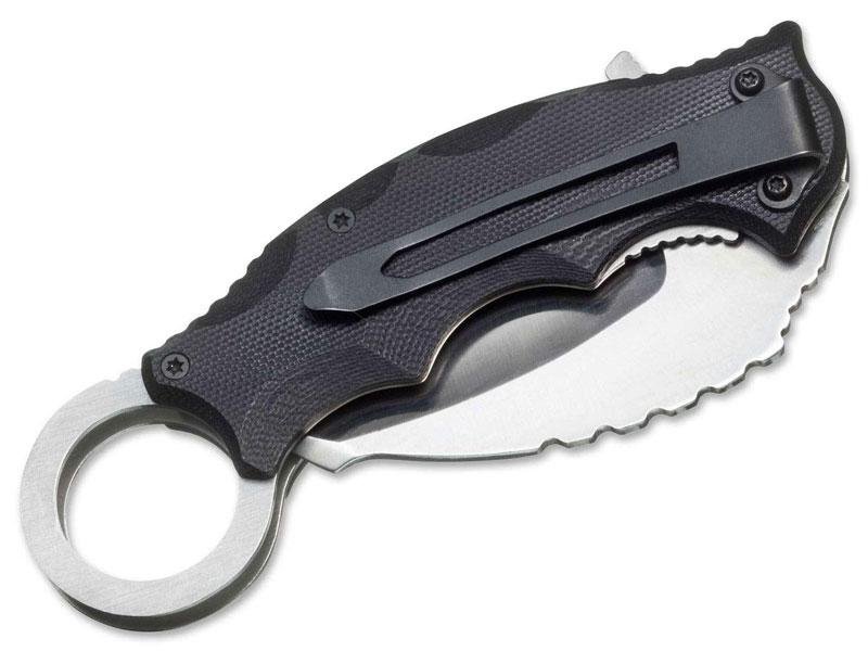 Nóż karambit Magnum Alpha Kilo - Stal 440A, liner lock, G10, szybkie otwieranie flipperem - Do codziennego użytku - Boker - 70 mm