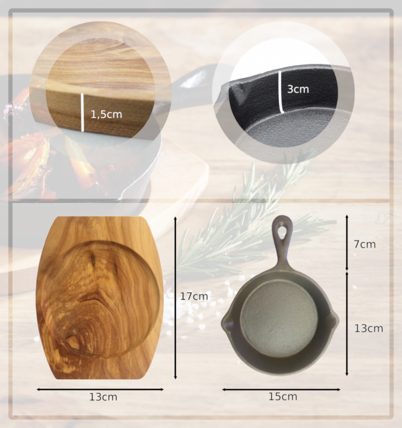 Patelnia żeliwna z deską do serwowania - okrągła 