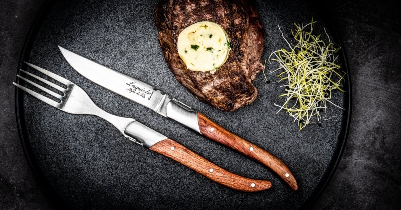 Noże Laguiole do steków Luxury Line drewno pakka  6 szt. Eleganckie pudełko na prezent