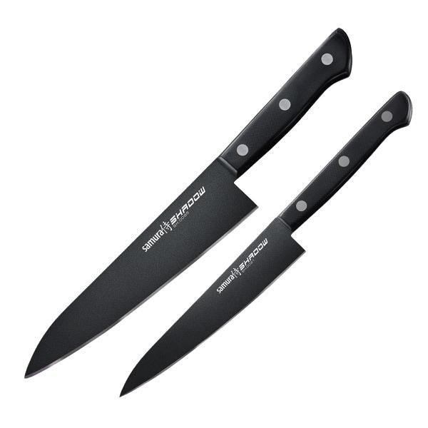 Samura Shadow Zestaw Dwóch Noży Utility i Szef – Stal AUS-8, Rękojeść ABS