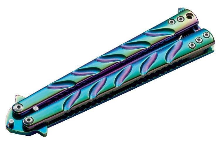 Nóż Magnum Balisong Rainbow, stal 440A, motylek, wielobarwny