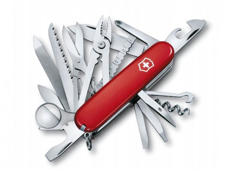 Scyzoryk Szwajcarski Victorinox Survival - Do survivalu, 33 funkcje, lekki, ergonomiczny, z korkociągiem i nożyczkami - 91 mm - Czerwony