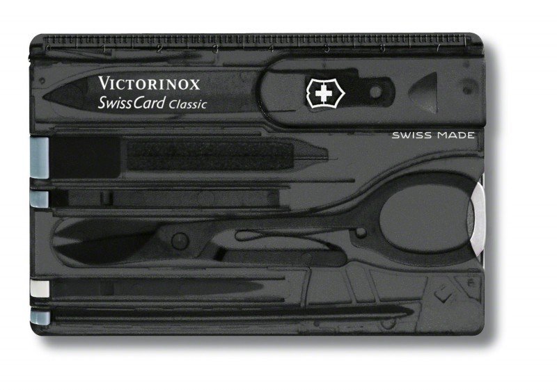 SwissCard Victorinox Classic 0.7133.T3 - Wielofunkcyjna karta z nożyczkami, śrubokrętem, blokowanym ostrzem - Do codziennego użytku - Stal - Victorinox
