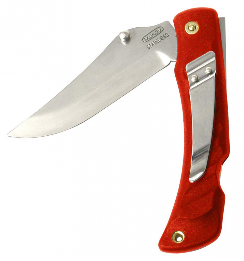 Nóż składany Mikov 243-NH-1/C czerwony klips 9 cm stal 420