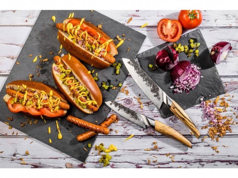 Nóż Santoku Forged Katai 14cm - stal VG10, 5 warstw, drewno korzeniowe