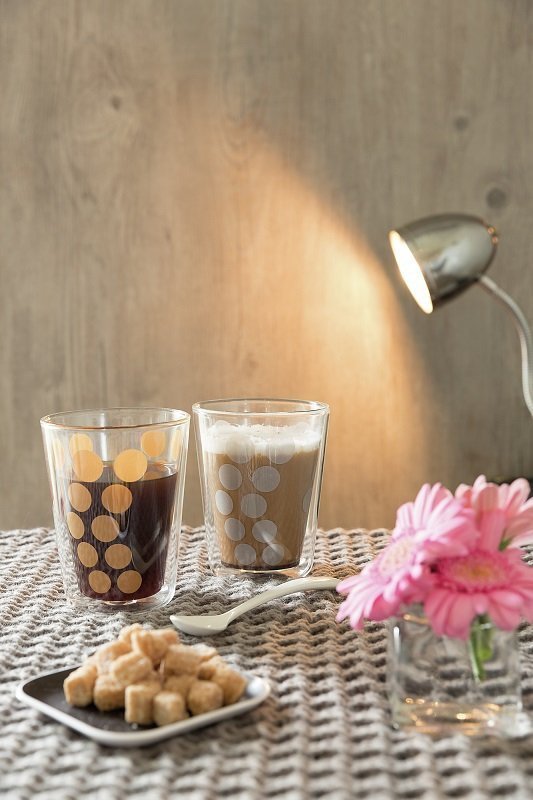 Zak!- Zestaw 2 szklanek 75ml z łyżeczkami, srebrny