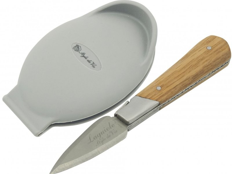 Nóż do ostryg 5,5 cm Style De Vie drewno dębowe Laguiole Eleganckie pudełko na prezent