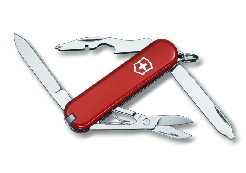 Scyzoryk Victorinox Rambler - Do outdooru, 10 funkcji, nożyczki, śrubokręt, pilnik - 58 mm - Czerwony