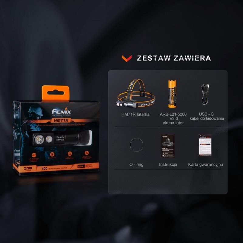Latarka Diodowa Fenix Hm71r - Czołówka