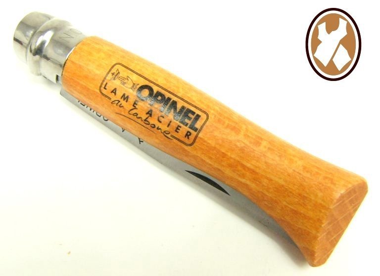 Nóż składany Opinel 9 - Lekki nóż turystyczny z blokadą Virobloc, stal węglowa, ergonomiczna rękojeść z drewna bukowego - 210 mm - Opinel