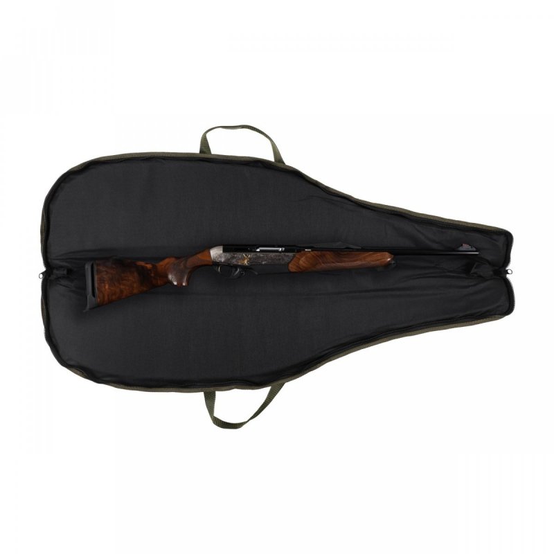 Pokrowiec na broń LPZKAM 05 1,25m, kolor kamuflaż leśny/zamsz oliwkowy, haft głowa jelenia czarna