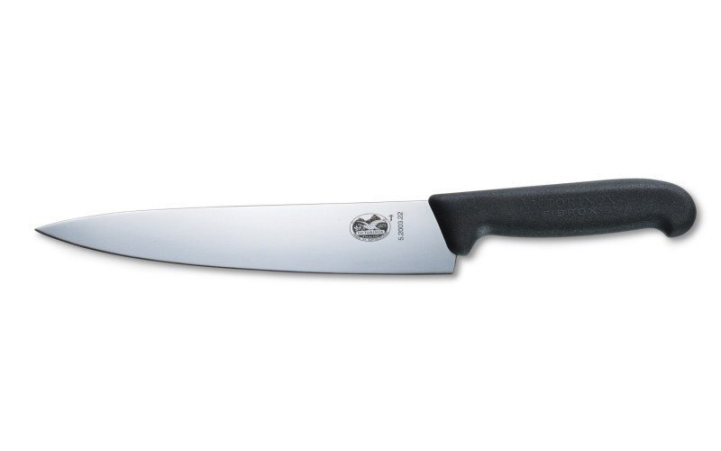 Nóż do mięsa Victorinox Fibrox - Lekki, stal nierdzewna, antypoślizgowa rękojeść, do krojenia mięsa - 22 cm