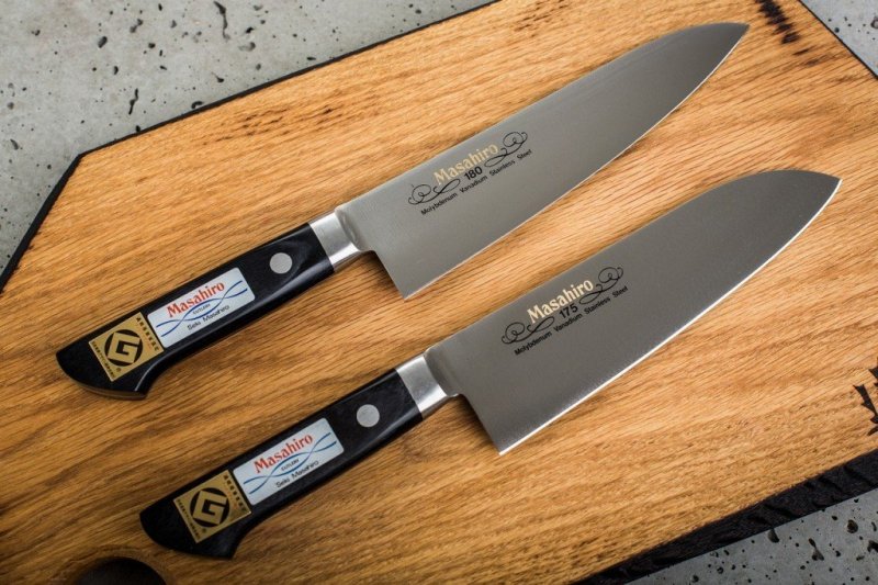 Nóż Masahiro BWH Santoku 17 cm black pakkawood MBS-26