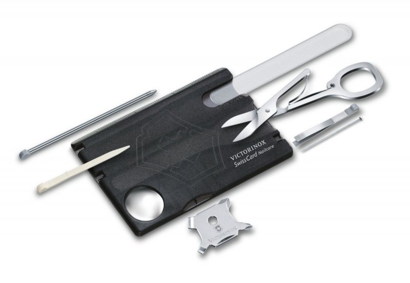 SwissCard Victorinox Nailcare - 13 funkcji, szklany pilniczek, nożyczki, śrubokręty, kompaktowy multitool do codziennego użytku - 82 mm - Victorinox