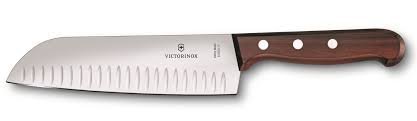 Nóż Santoku Victorinox - Ostrze ze stali nierdzewnej, drewniana rękojeść, do krojenia i siekania - 17 cm
