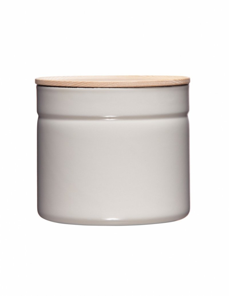 RIESS - Pojemnik kuchenny niski z drewnianą pokrywą 0,6l Light Grey
