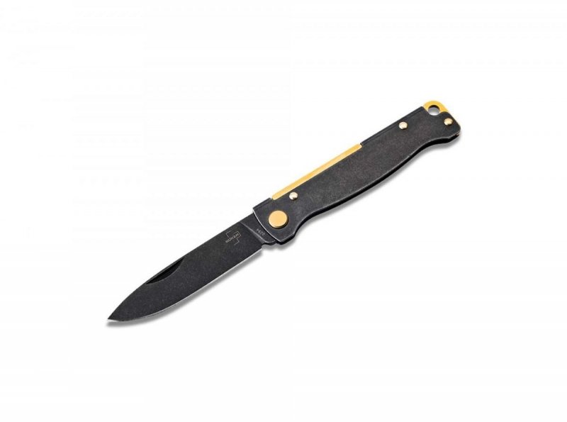 Nóż Böker Plus Atlas Black Stonewash Brass