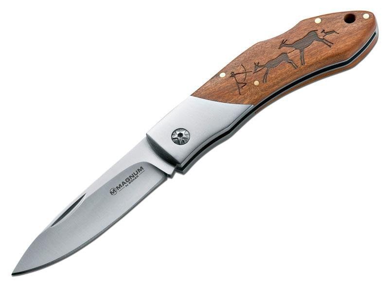 Nóż składany Magnum Caveman Steel - Lekki nóż turystyczny do kempingu, stal 440A, blokada Backlock - 82 mm - Boker