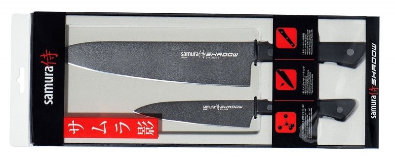 Samura Shadow Zestaw Dwóch Noży Utility i Szef – Stal AUS-8, Rękojeść ABS