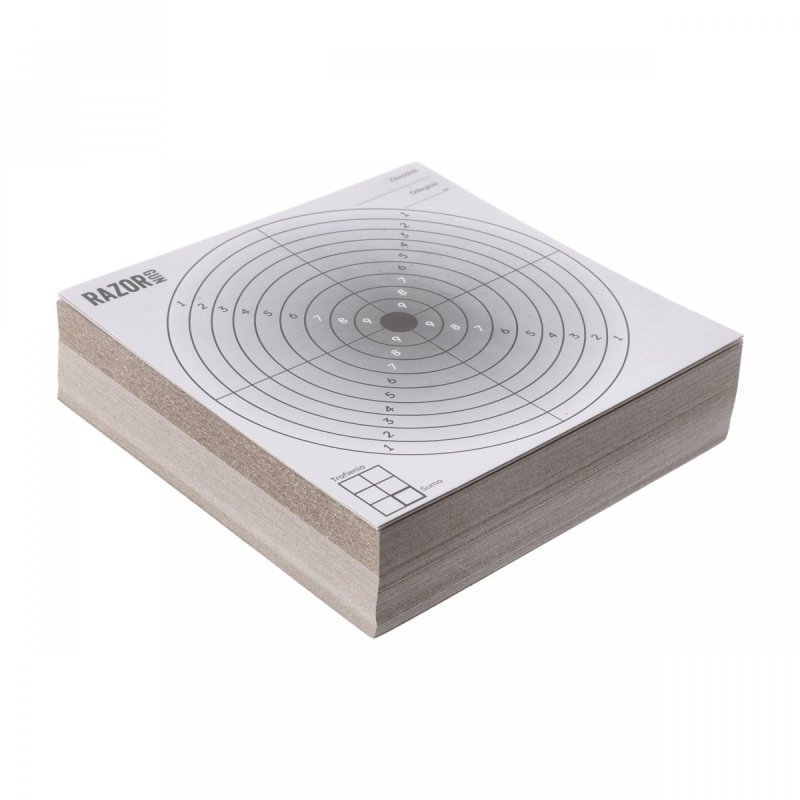 Komplet 100 x tarcza strzelecka RazorGun 14x14 czarny środek