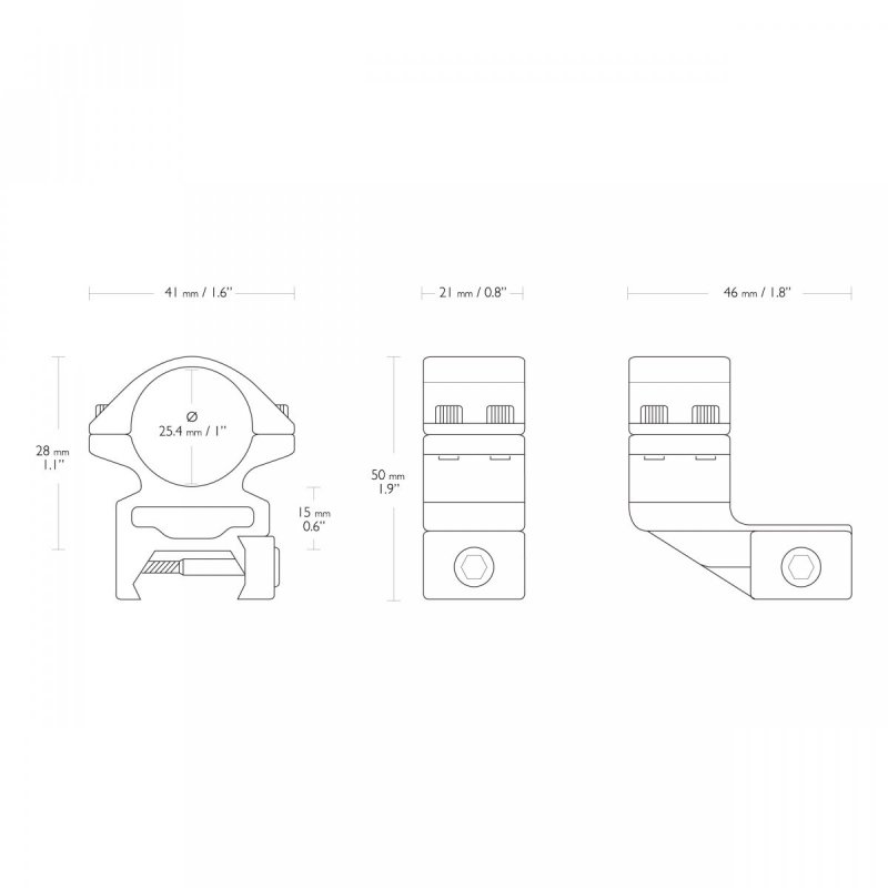 Montaż lunety Cantilever 1 Hawke Match wysoki 1" Weaver