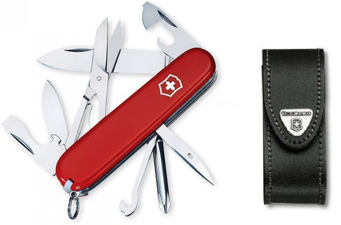 Victorinox Super Tinker 1.4703 - Scyzoryk multitool z nożyczkami, śrubokrętem Philips, Z ETUI otwieraczem do puszek, do majsterkowania i survivalu - 91 mm