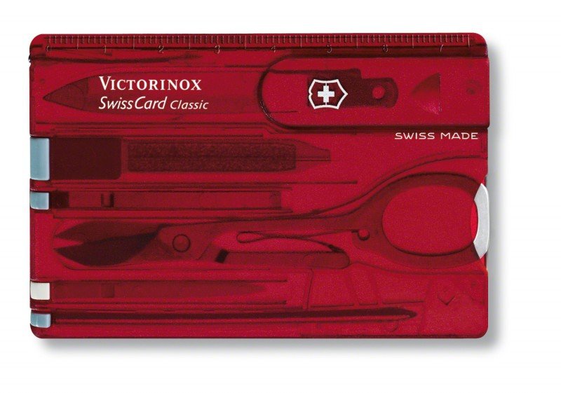 SwissCard Victorinox Classic 0.7100.T - 10 funkcji, z nożyczkami, blokowane ostrze, stal nierdzewna - Kompakt do codziennego użytku - Victorinox
