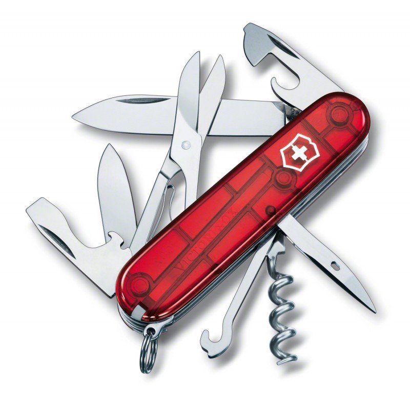 Scyzoryk Szwajcarski Victorinox Climber 1.3703.T Czerwony przezroczysty +pudełko
