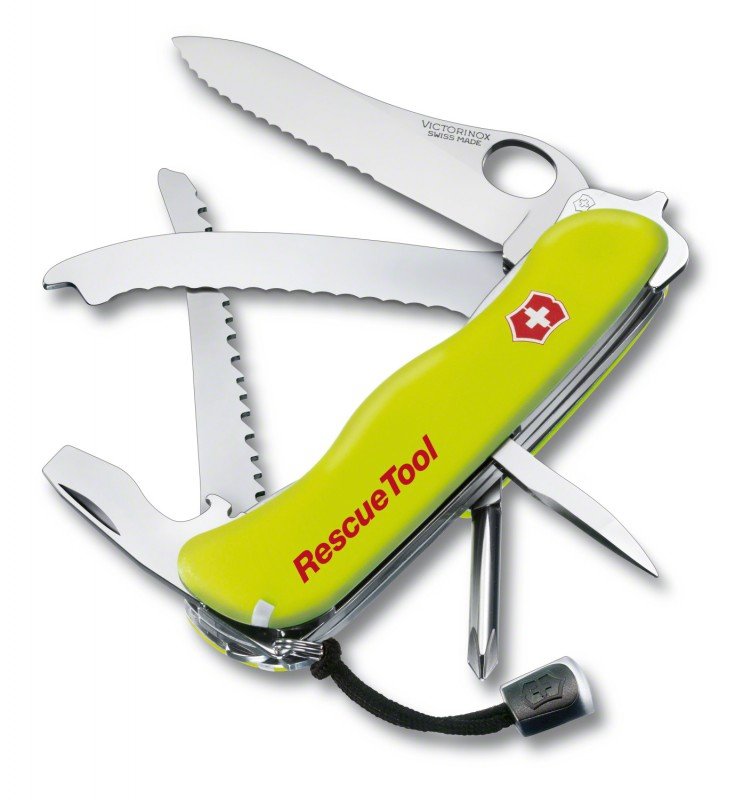 Scyzoryk Szwajcarski Victorinox Rescue Tool - Blokowane ostrze, z piłą, śrubokręt, do ratownictwa - 122 mm - Żółty