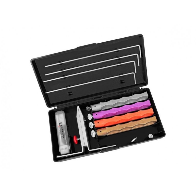 Zestaw diamentowych ostrzałek Lansky LKDMD - Precyzyjne ostrzenie noży kuchennych, turystycznych i survivalowych, 4 kamienie, regulacja kąta - Lansky