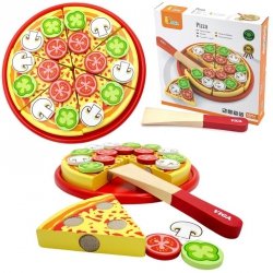 Drewniana Pizza do krojenia z dodatkami Viga Toys