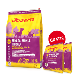 JOSERA Mini Salmon & Chicken 10kg PLUS GRATIS 2 x 900g 