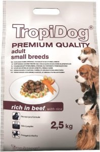 Tropidog Premium Adult Small Breeds- Wołowina z Ryżem 2,5kg