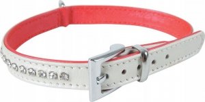 Zolux 435053NCR Obroża skóra cyrkonie 40cm biała* 