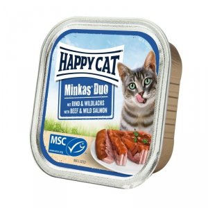 Happy Cat Pasztet dla kota z wołowiną i łososiem 100g