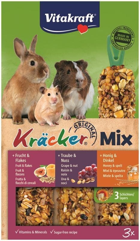 Vitakraft Kracker kolby dla gryzoni 3szt Owoce/Orzechy/Miód