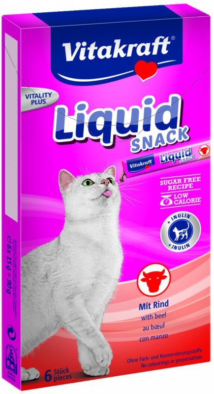 Vitakraft Cat Liquid 6szt przysmak dla kota Wołowina+Inulina