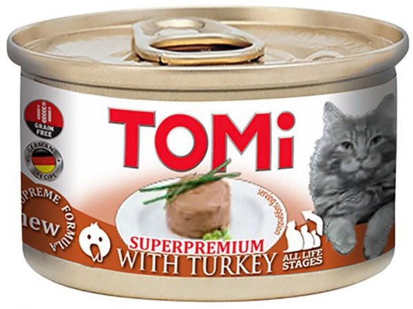 TOMI 1008 puszka dla dorosłego kota indykiem 85gr
