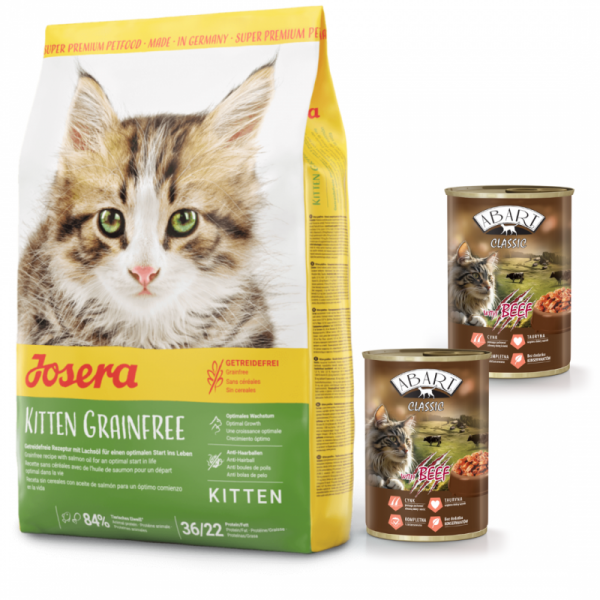 JOSERA Kitten grain free 2kg + 2x Abart puszka dla kota z wołowina 415g