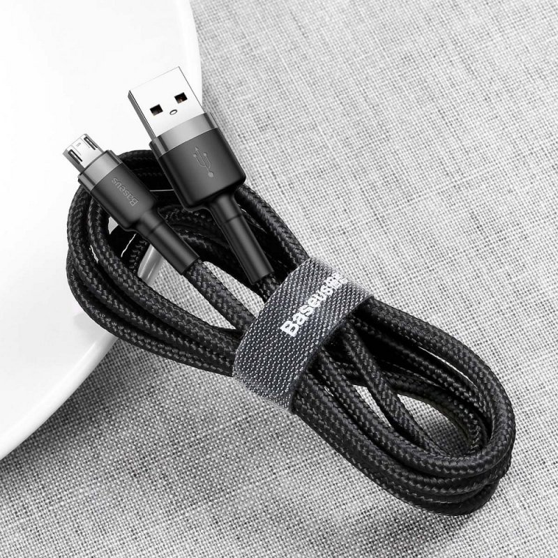 BASEUS kabel USB Cafule Micro 1,5A 2 metry szaro-czarny CAMKLF-CG1