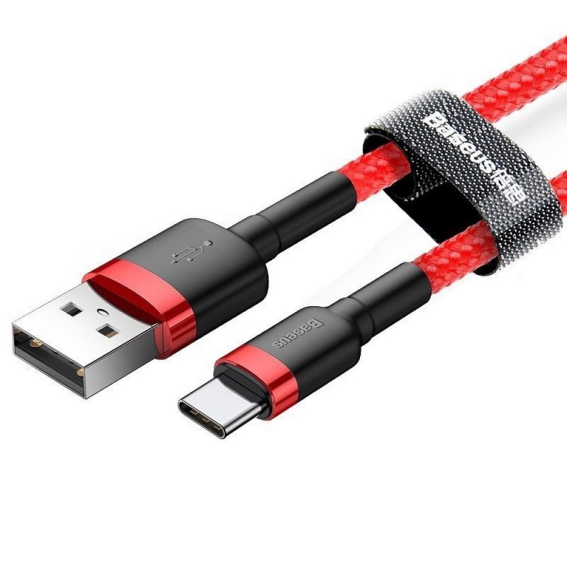 BASEUS kabel USB Cafule Typ C 3A 1 metr czerwono-czerwony CATKLF-B09