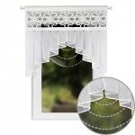 Panel dekoracyjny Linda 100x85 – biały woal, koraliki i ażur 30 cm