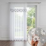Firana gotowa Megan 200x250 cm – biały woal z dwukolorową gipiurą