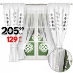 Komplet dwóch zasłon z cyrkoniami i firaną oraz zawieszkami 400x160 Luxury -  biały