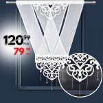 Panel dekoracyjny Angelina 120x160 – biały woal z ażurem i koralikami