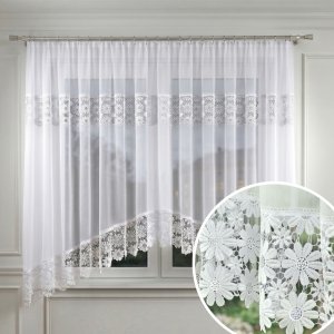 Firana gotowa Megan z podwójną białą gipiurą 400 × 160 cm 