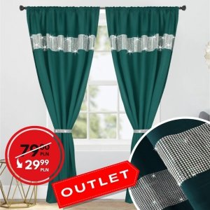 Zasłona Candy - butelkowa zieleń 145x250 taśma