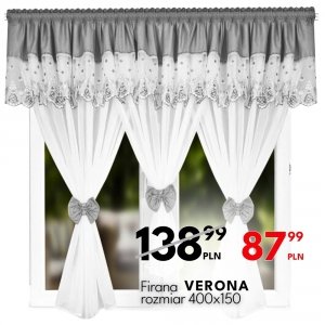 Firana woalowa Verona 400x150 cm – jasnoszary lambrekin i efektowne kokardy