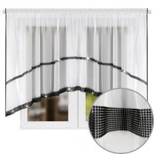 Firana z czarnymi cyrkoniami 300 × 150 cm Ella