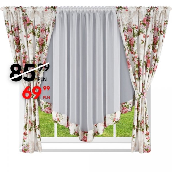 Komplet zasłon z panelem firanowym 400 × 160 cm - Nelli.pl